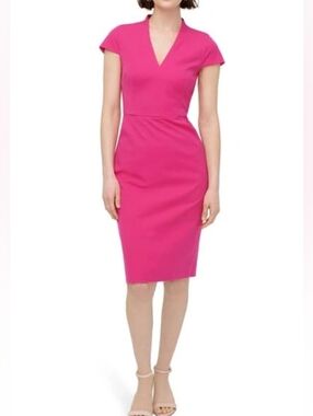 J. Crew V-neck sheath dress in bi-stretch cotton Soft Fuchsia Pink 4 4T Tall